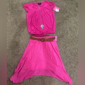Girls IZ Byer Pink Skirt Outfit size 12/14 NWT